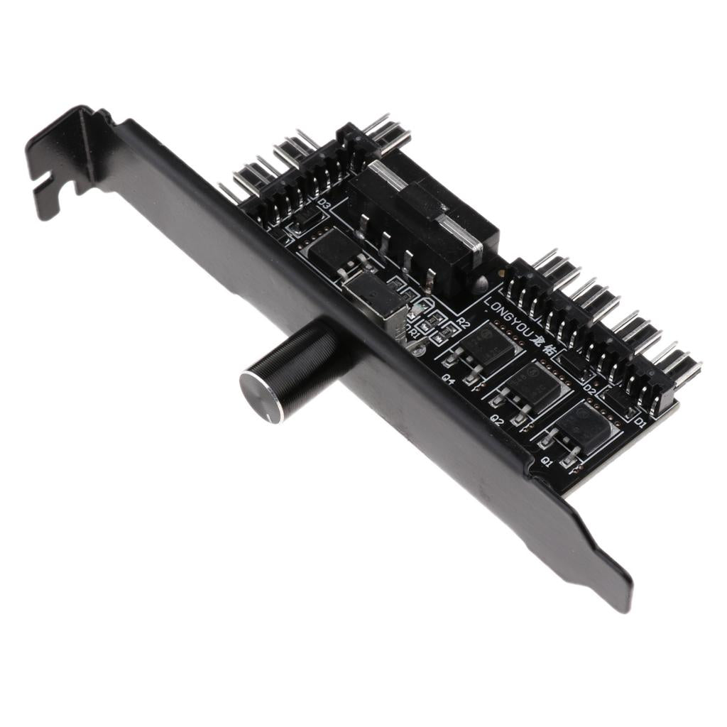 1 to 8 Computer Case PCI Fan Speed Controller 4 Pin Power Connection Black