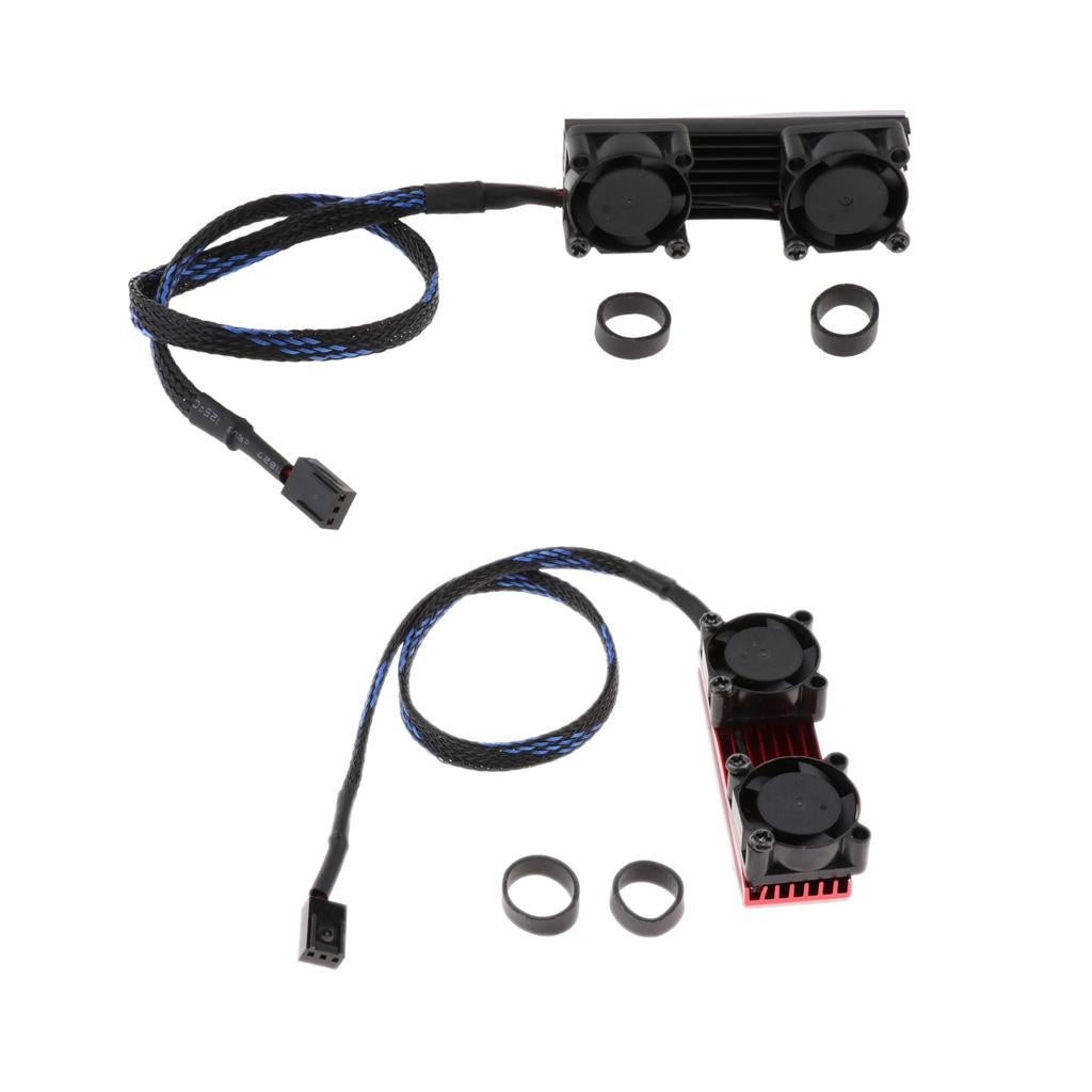 PCIE M.2 SSD 2280 3 Pin Dual Active Cooling Fan Heatsink Radiator Fin Thermal Pad Red