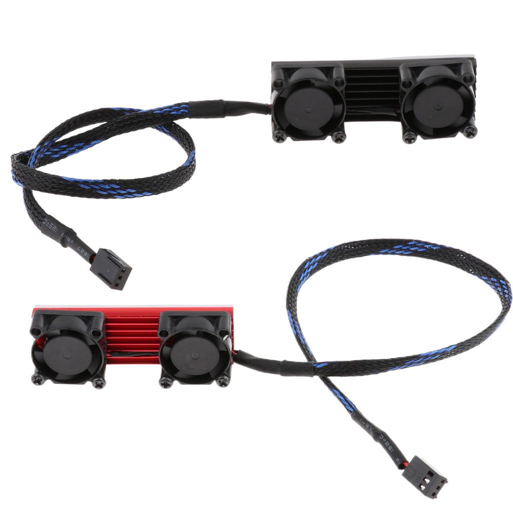 PCIE M.2 SSD 2280 3 Pin Dual Active Cooling Fan Heatsink Radiator Fin Thermal Pad Red