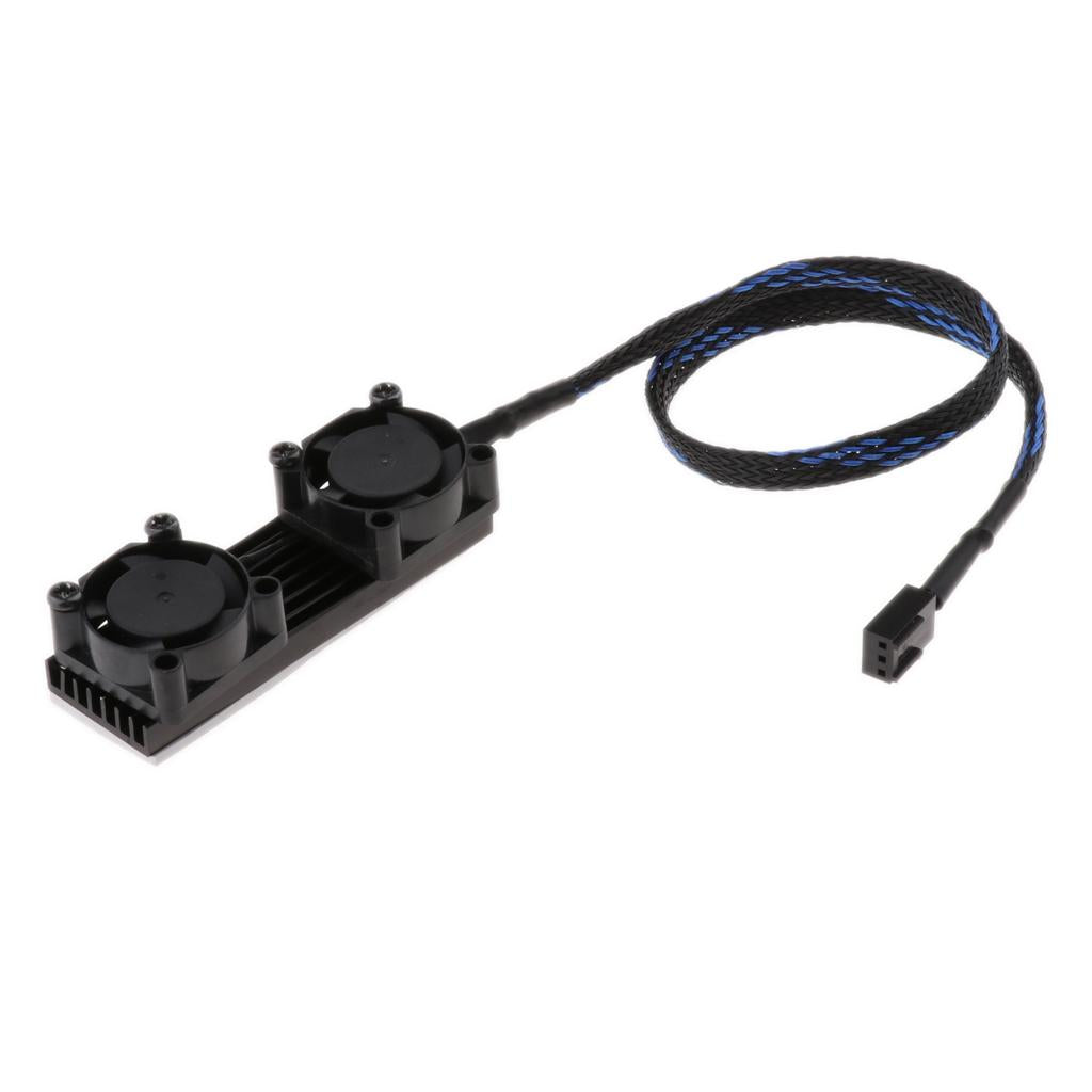 PCIE M.2 SSD 2280 3 Pin Dual Active Cooling Fan Heatsink Radiator Fin Thermal Pad Black