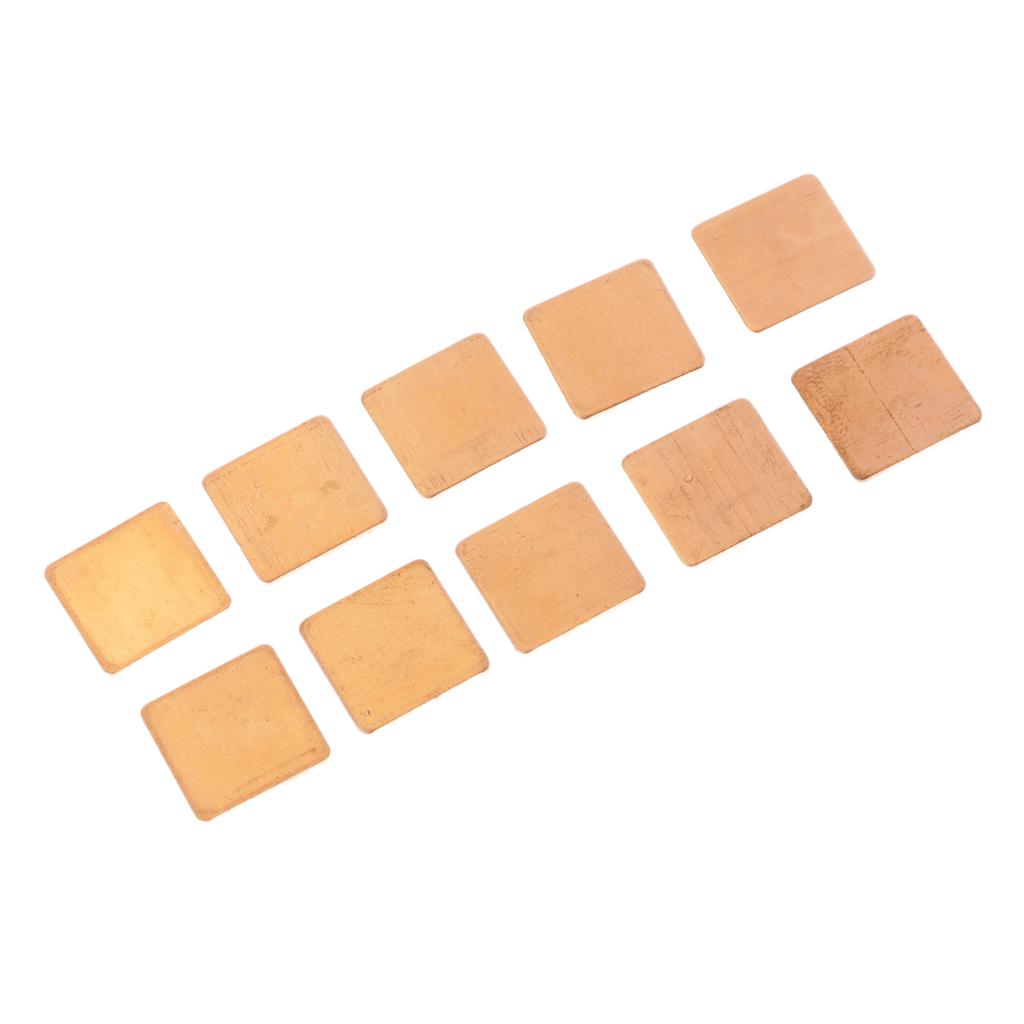 10 Pieces GPU CPU Thermal Heatsink Copper Pad, 0.59x0.59x0.05inch