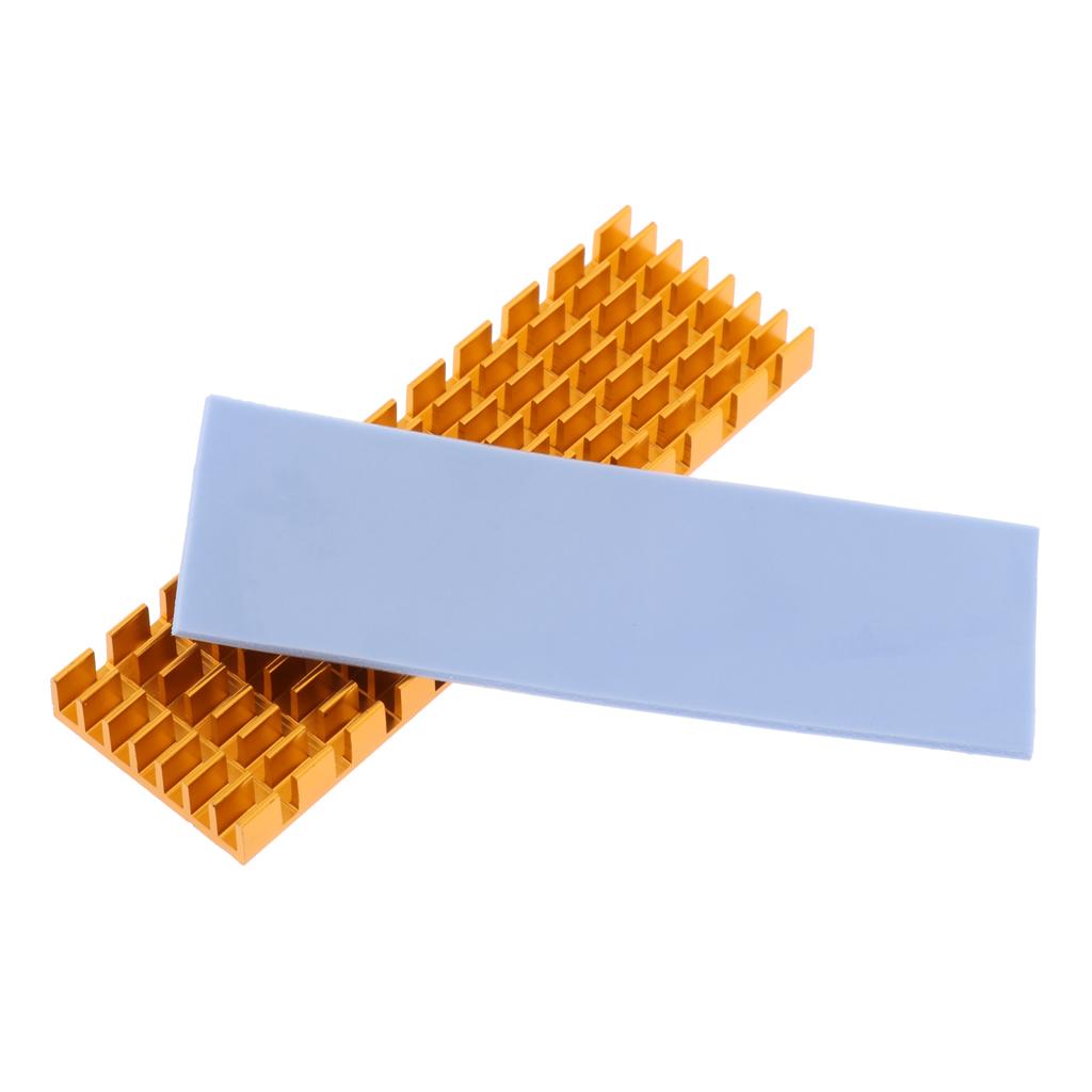 Aluminum M.2 2280 SSD Cooling Kit Heatsink Cooler with Thermal Pad - Golden