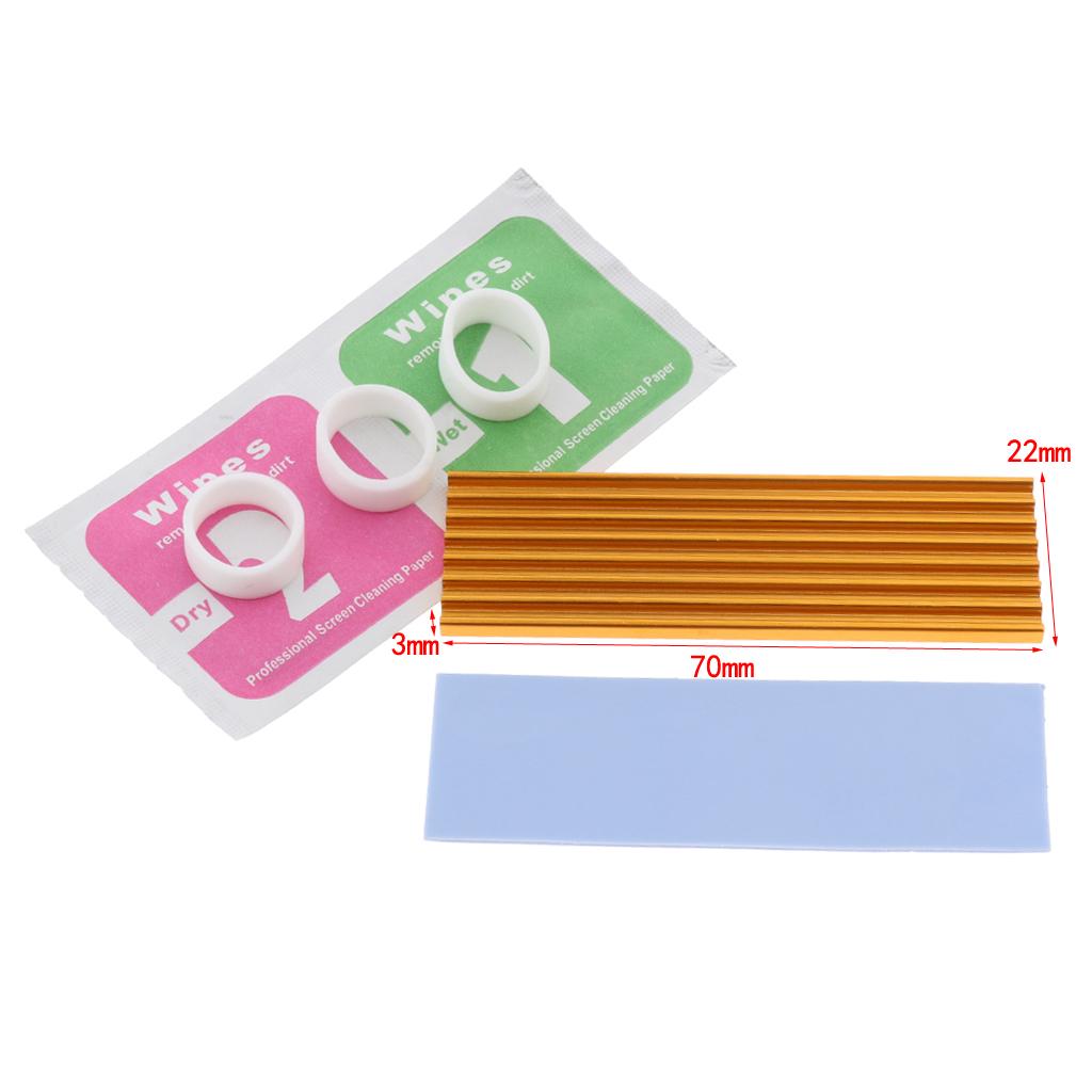 M.2 2280 NVME SSD Solid State Drive Heat Sink Thermal Pad Cooling Set Golden