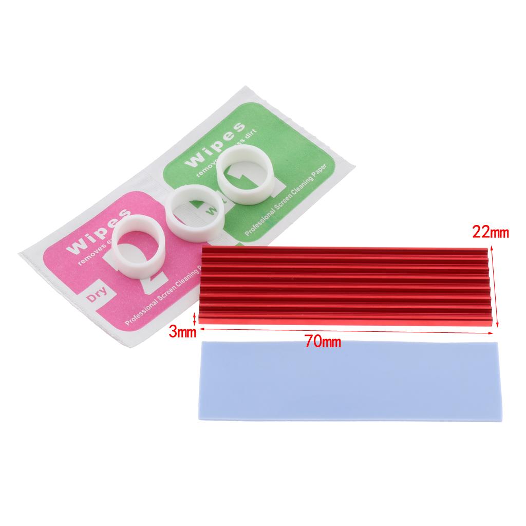 M.2 2280 NVME SSD Solid State Drive Heat Sink Thermal Pad Cooling Set Red