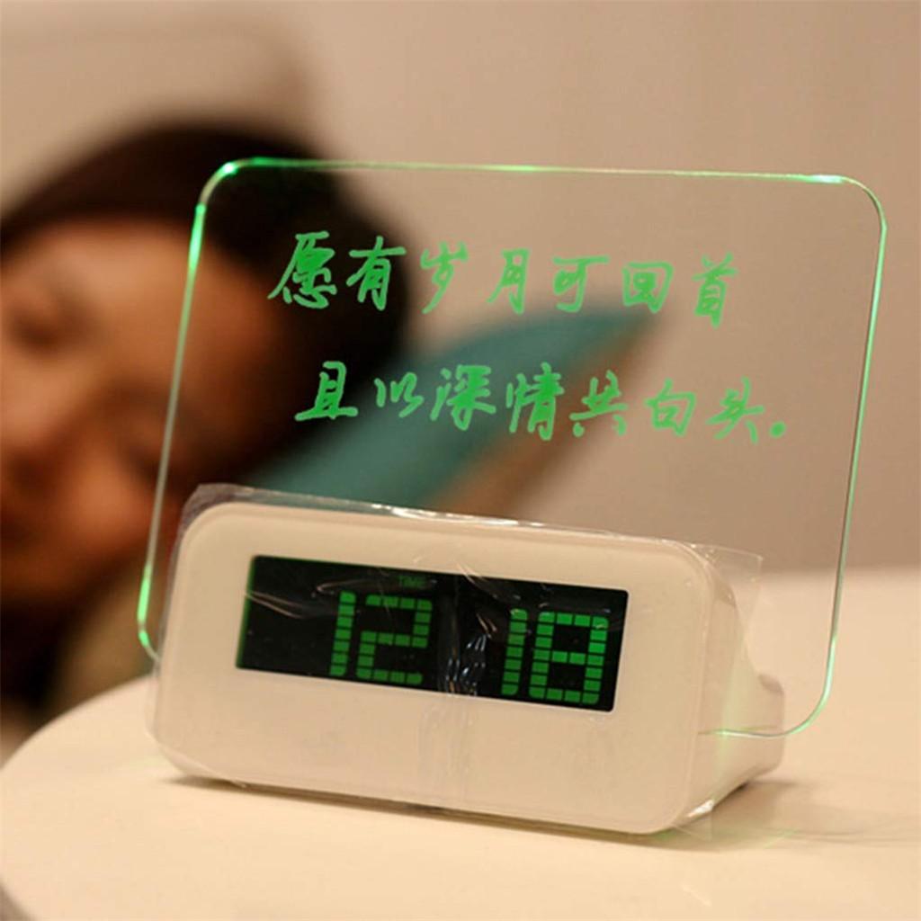 Alarm Clock Memo Board Creative with Highlighter, Wake Up and Remember with USB Hub MKC White + Green