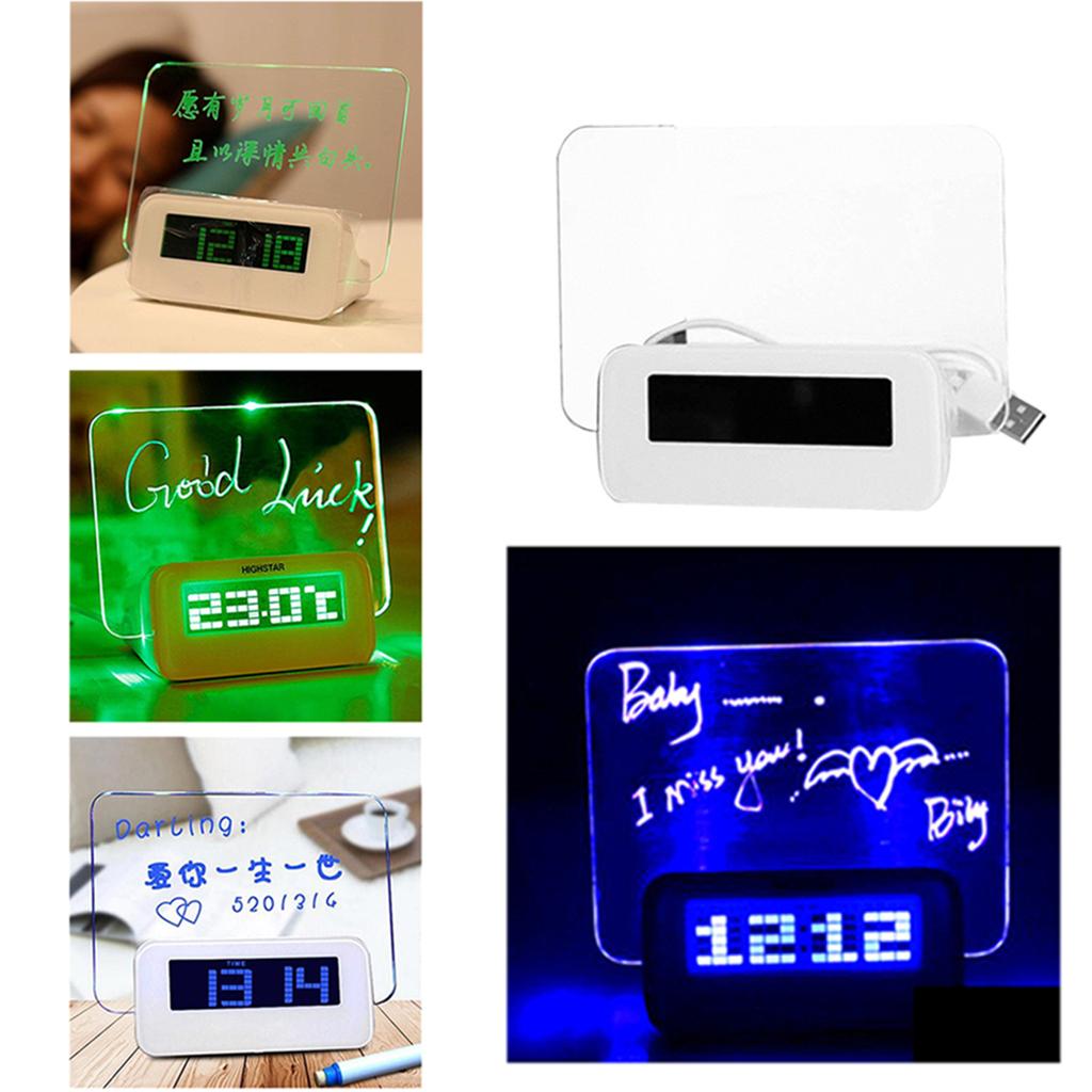Alarm Clock Memo Board Creative with Highlighter, Wake Up and Remember with USB Hub MKC White + Green