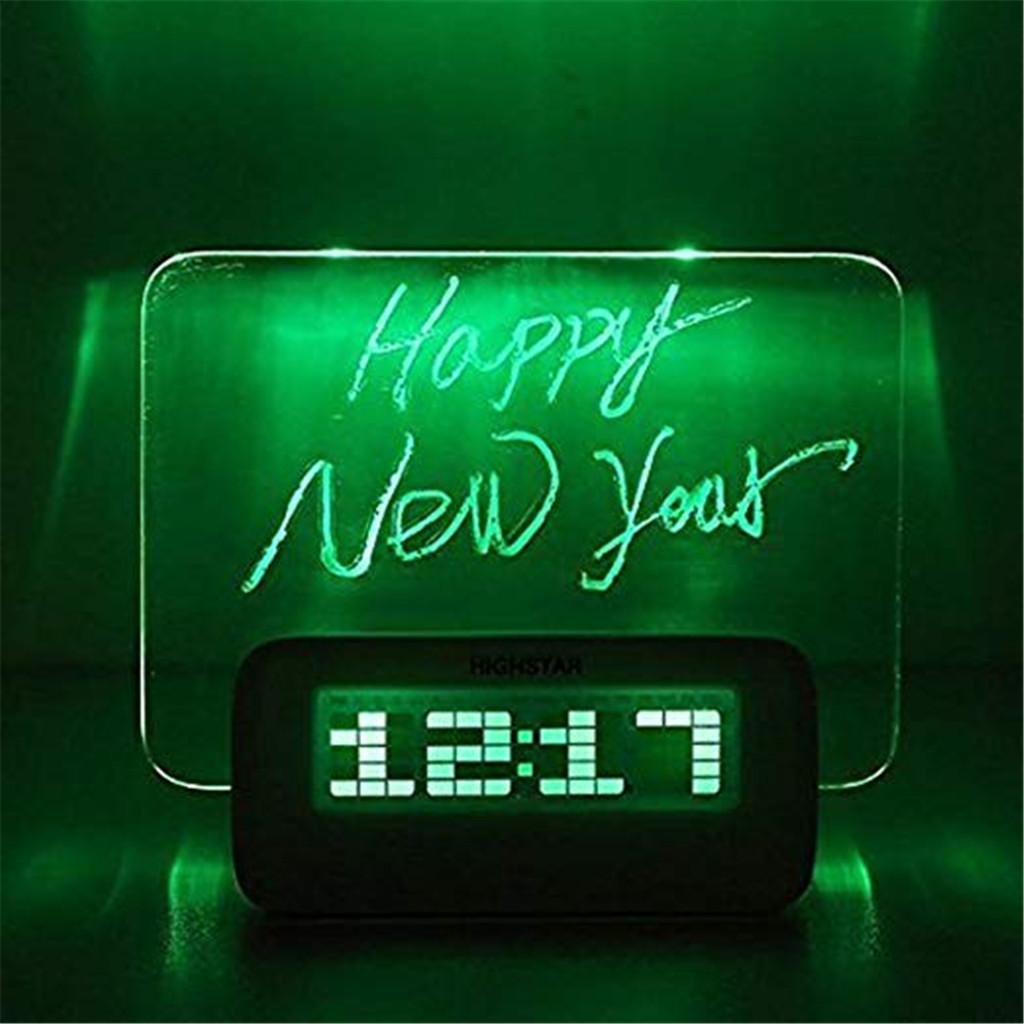 Alarm Clock Memo Board Creative with Highlighter, Wake Up and Remember with USB Hub MKC White + Green