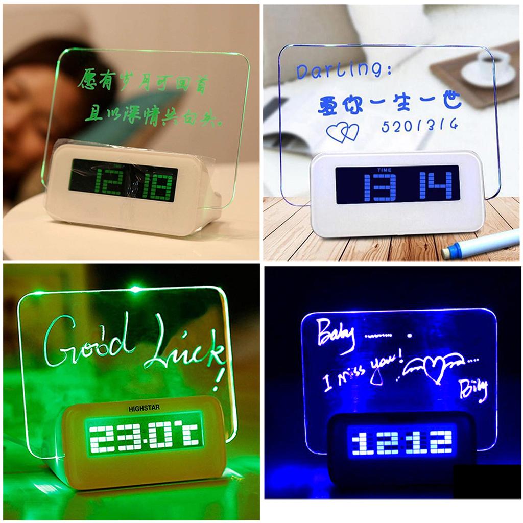 Alarm Clock Memo Board Creative with Highlighter, Wake Up and Remember with USB Hub MKC White + Green