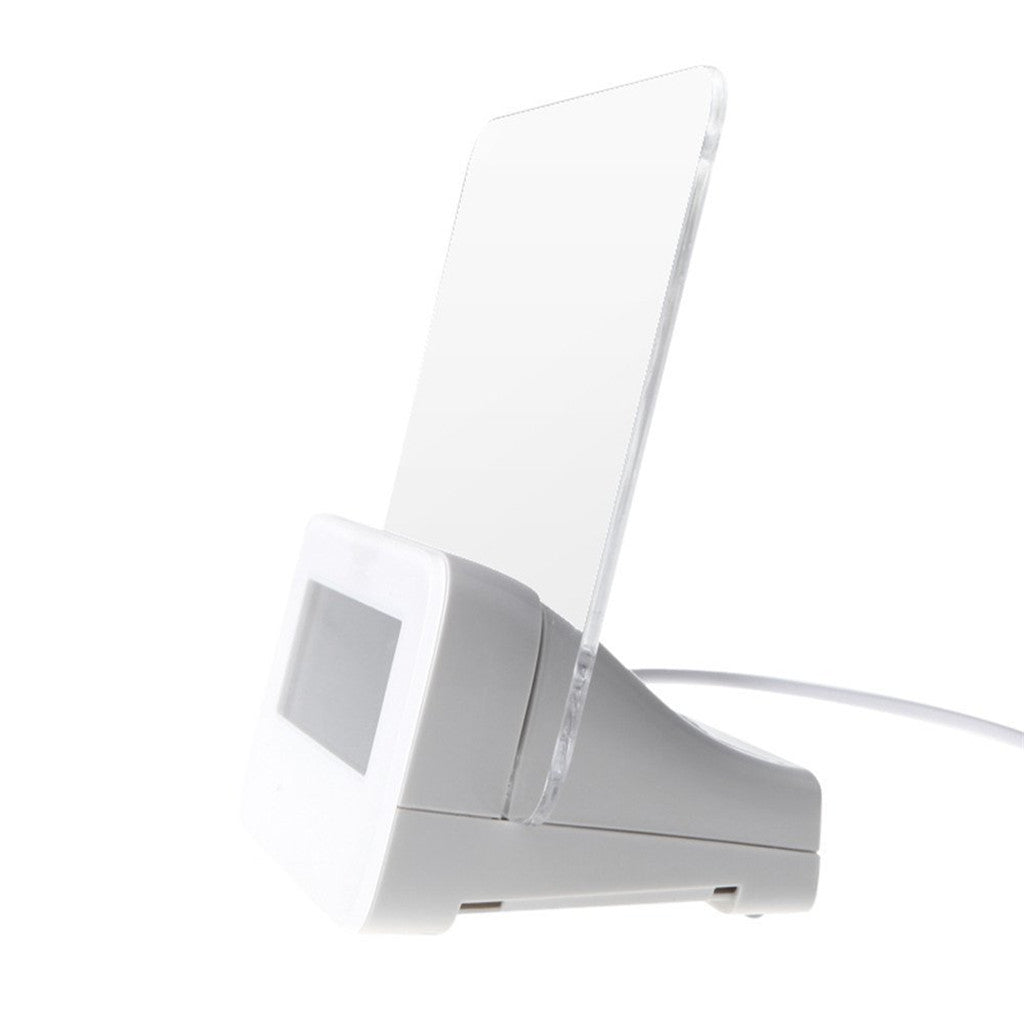 Alarm Clock Memo Board Creative with Highlighter, Wake Up and Remember with USB Hub MKC White + Blue