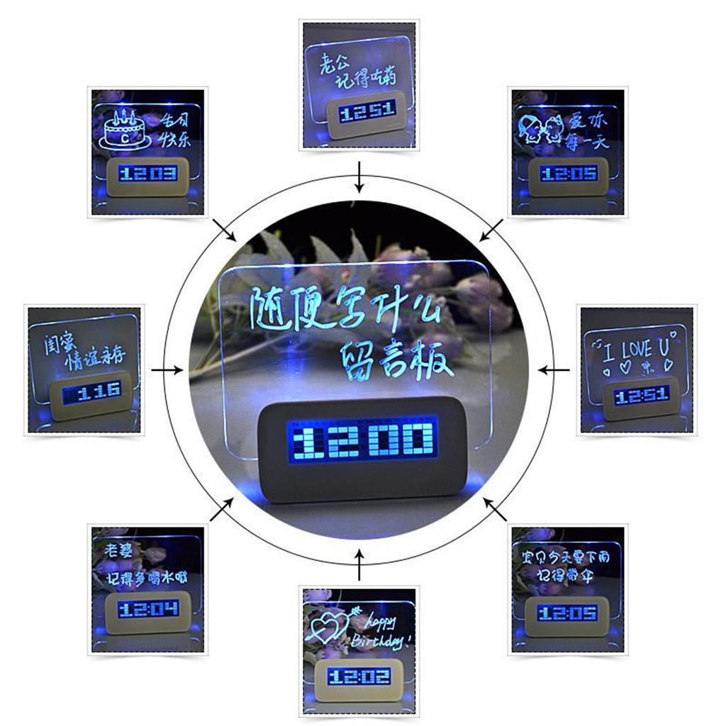 Alarm Clock Memo Board Creative with Highlighter, Wake Up and Remember with USB Hub MKC White + Blue