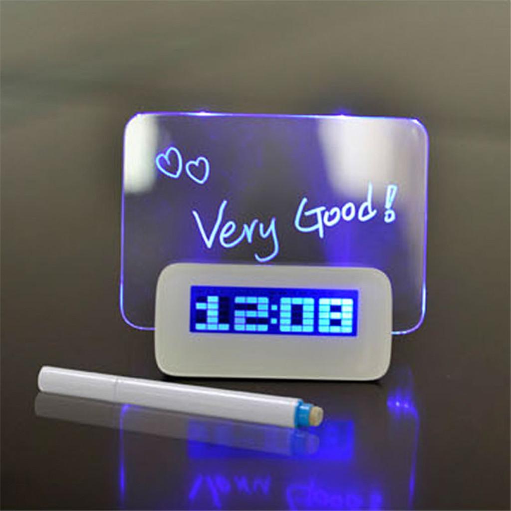 Alarm Clock Memo Board Creative with Highlighter, Wake Up and Remember with USB Hub MKC White + Blue
