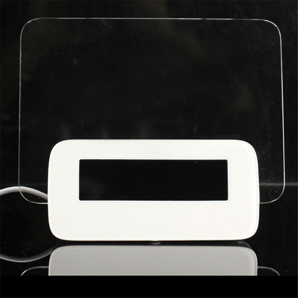 USB LED Digital Fluorescent Message Board Clock Alarm with Temperature Calendar Snooze Alarm and 16 Songs(MKA White + Blue)