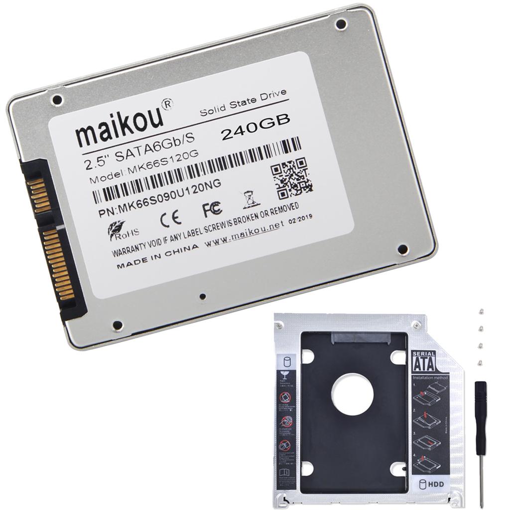 SSD 2.5" 240GB Hard Drive SATA3 for Laptop Desktop PC + 9.5mm Bracket Tray