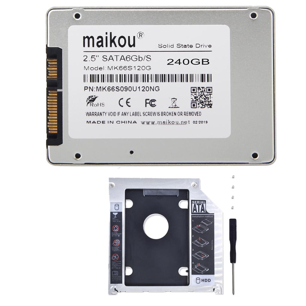 SSD 2.5" 240GB Hard Drive SATA3 for Laptop Desktop PC + 9.5mm Bracket Tray