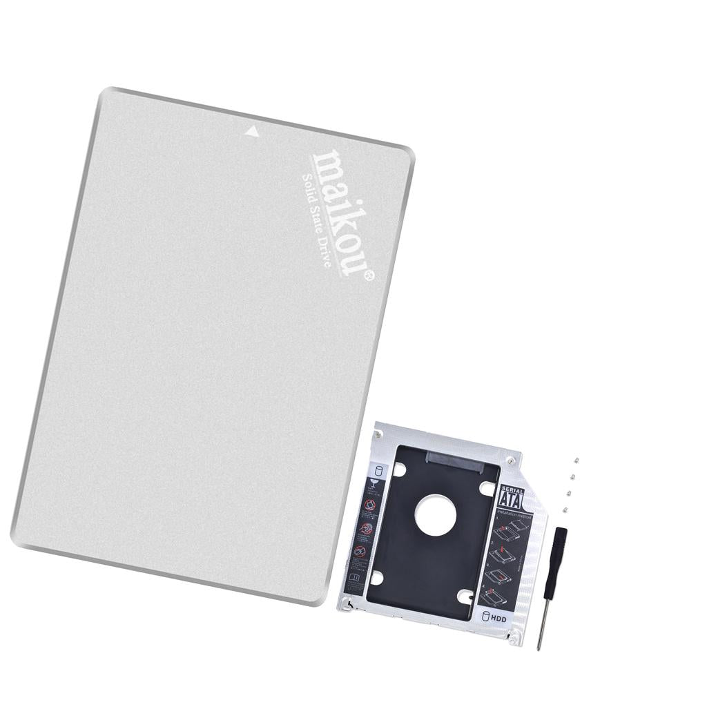 2.5inch SATA3.0 120GB SSD Solid State Drive for PC + HDD Caddy Tray Silver