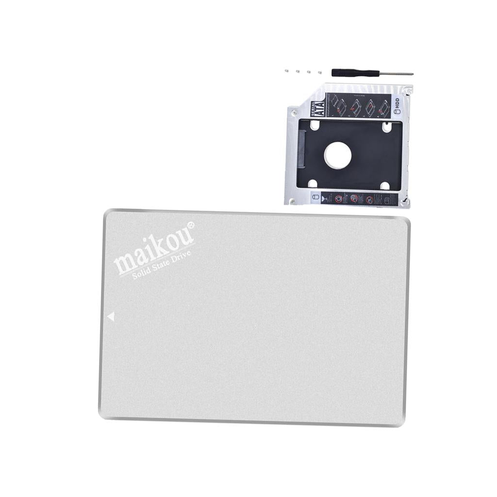 2.5inch SATA3.0 120GB SSD Solid State Drive for PC + HDD Caddy Tray Silver