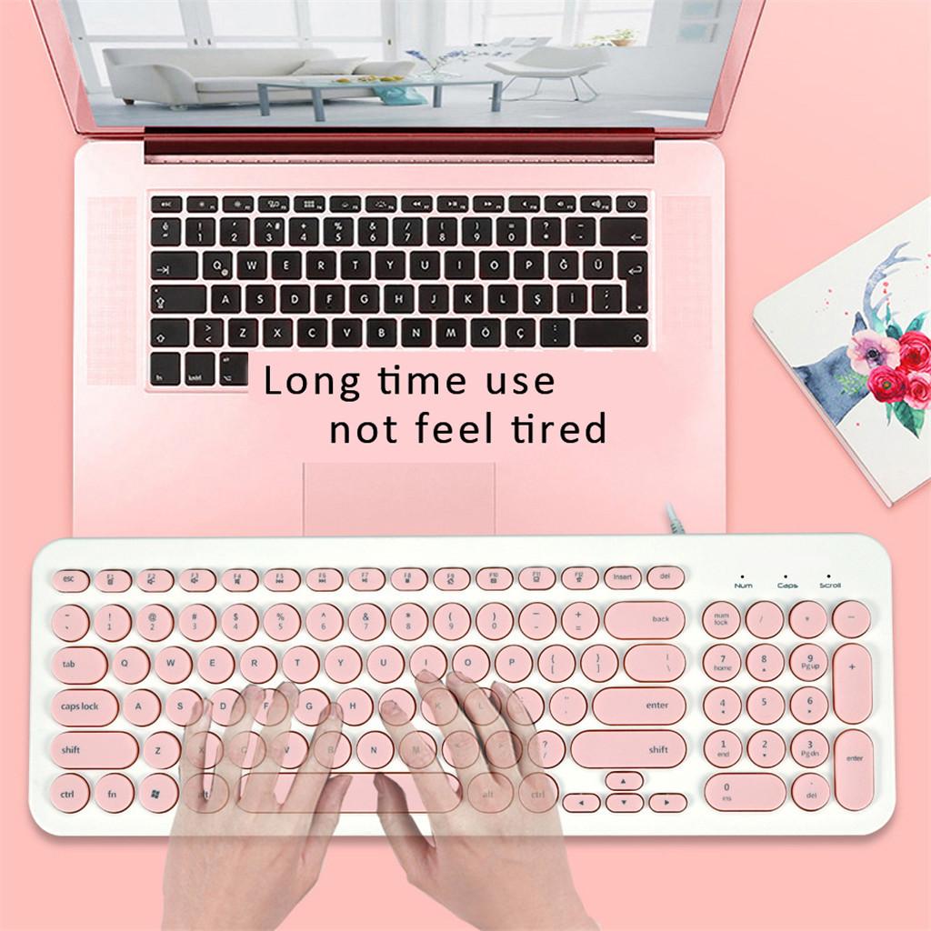 Ultra thin Keyboard Multimedia Wired USB 96 Keys Office Keyboard Light Green