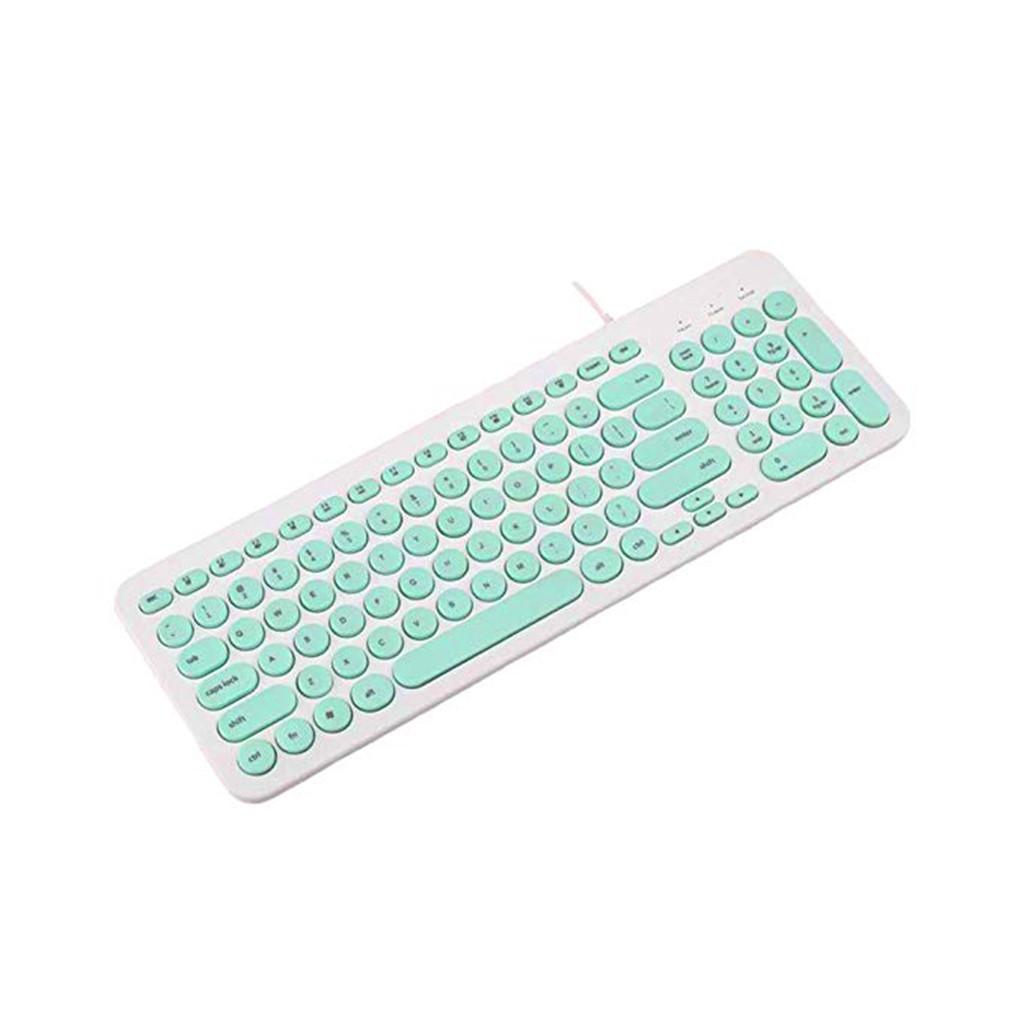 Ultra thin Keyboard Multimedia Wired USB 96 Keys Office Keyboard Light Green