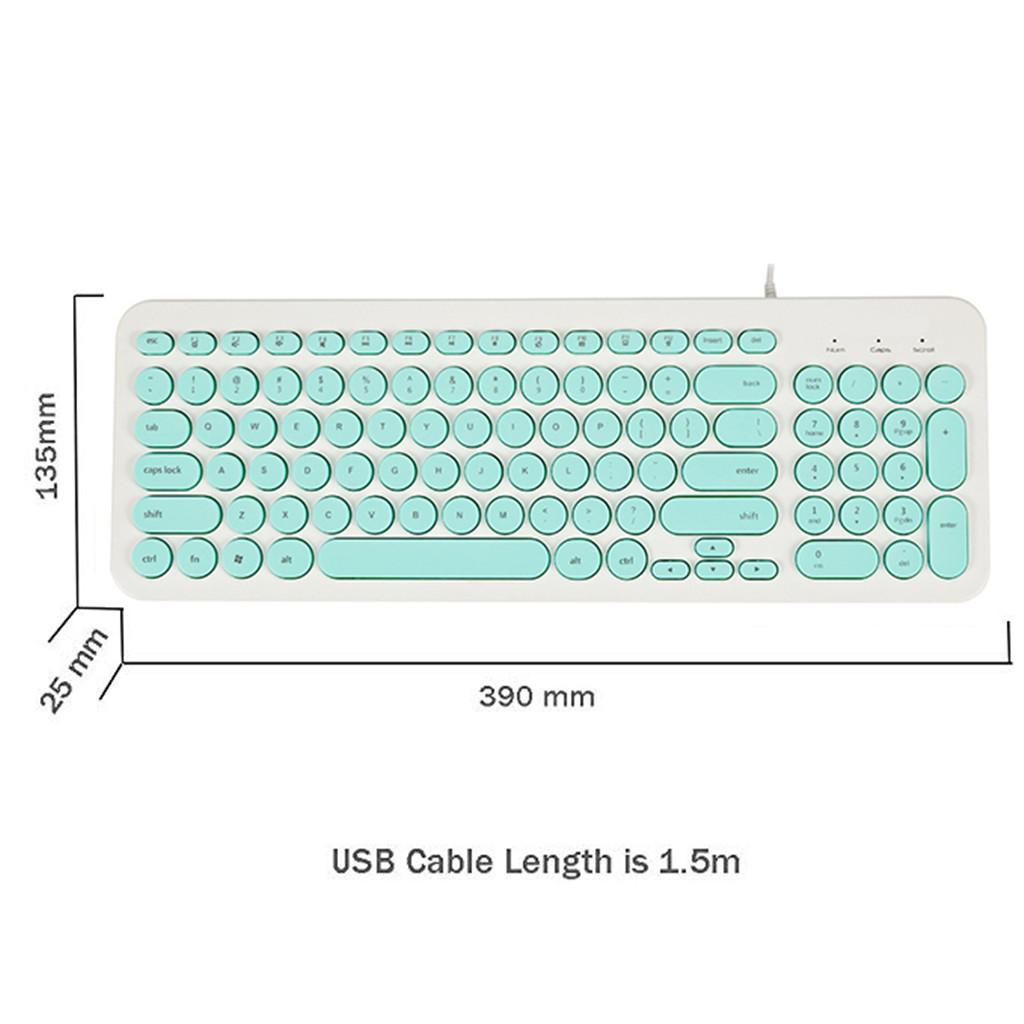 Ultra thin Keyboard Multimedia Wired USB 96 Keys Office Keyboard Light Green