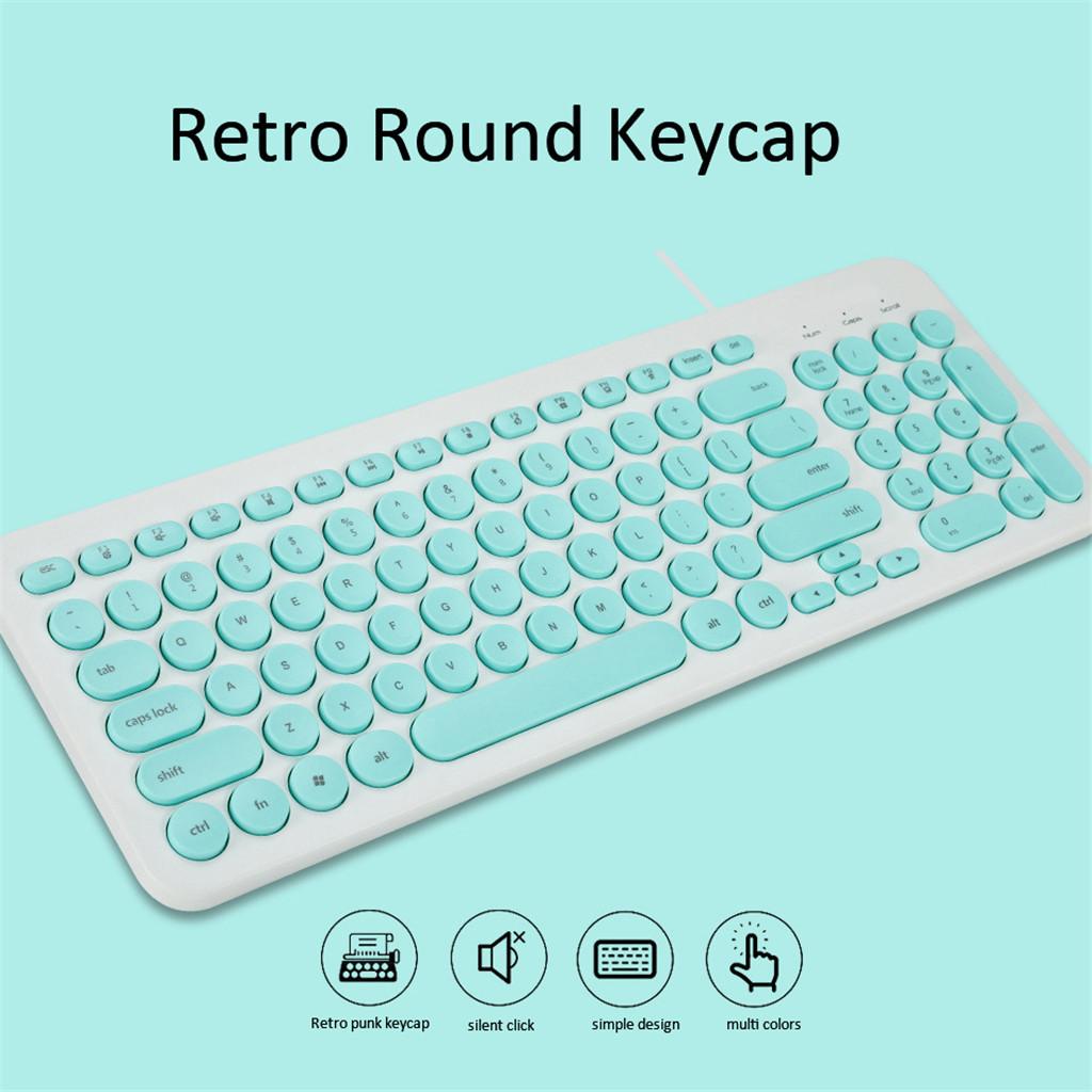 Ultra thin Keyboard Multimedia Wired USB 96 Keys Office Keyboard Light Green
