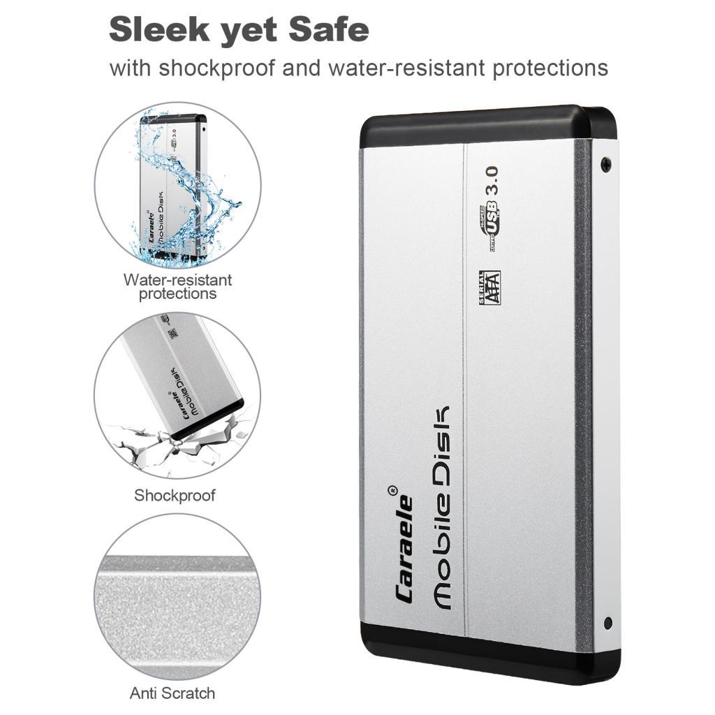 500GB 2.5inch Ultra Thin USB 3.0 Portable External Hard Drive Case - Silver