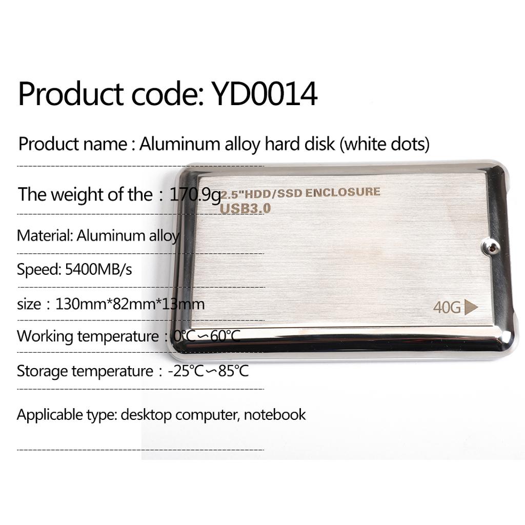 40GB 2.5 Inch Desktop/Laptop Micro B HDD SSD with Enclosure