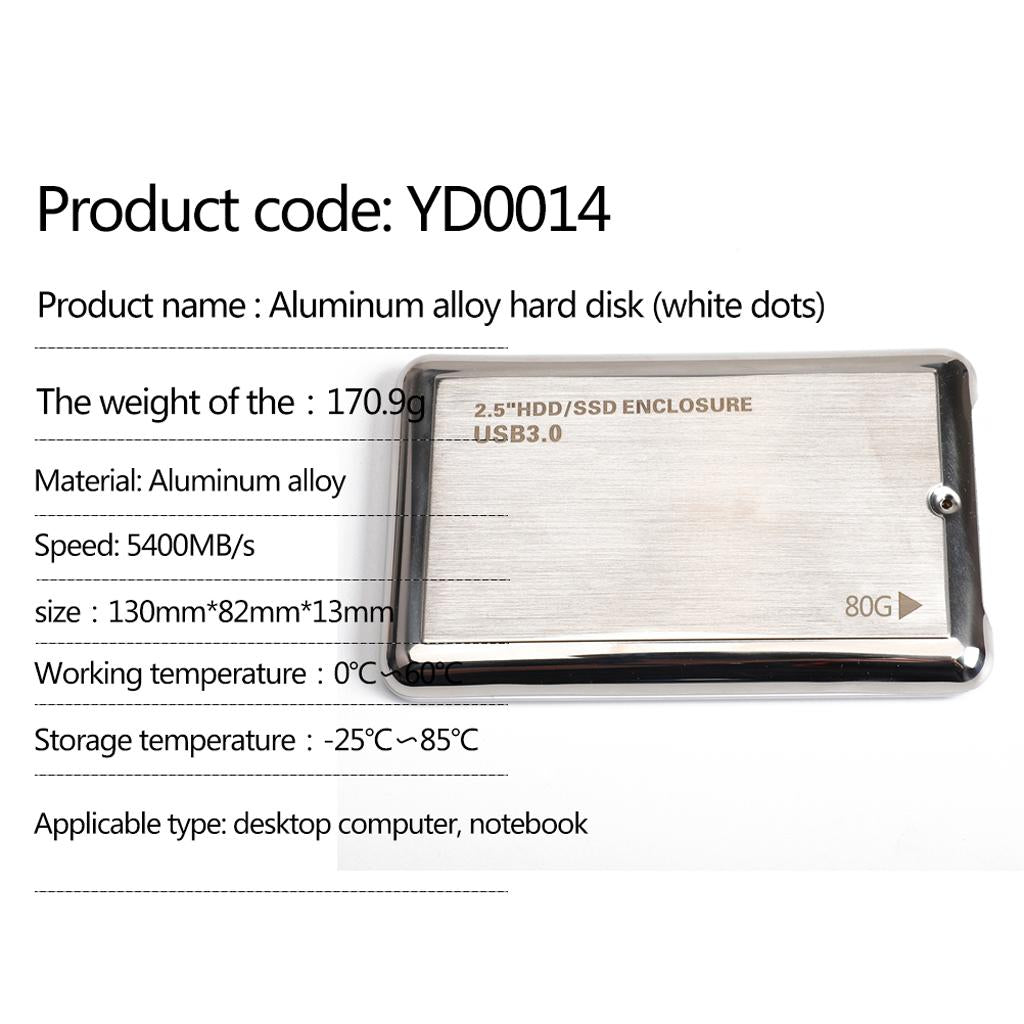 2.5 Inch Desktop/Laptop Micro B HDD SSD with Enclosure 80G