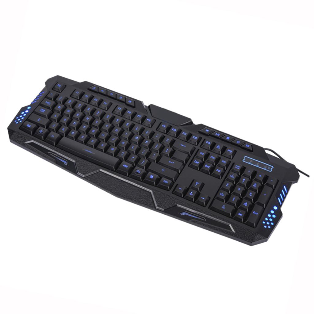 3 Colors Backlit Gaming Keyboard with Fire Cracks Pattern Black