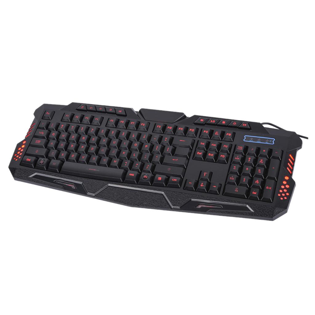 3 Colors Backlit Gaming Keyboard with Fire Cracks Pattern Black