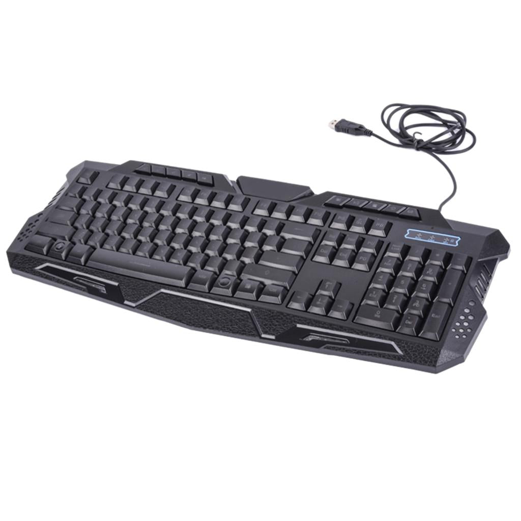 3 Colors Backlit Gaming Keyboard with Fire Cracks Pattern Black
