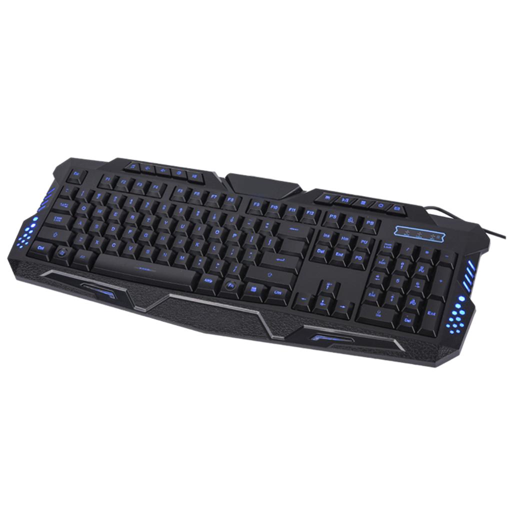 3 Colors Backlit Gaming Keyboard with Fire Cracks Pattern Black