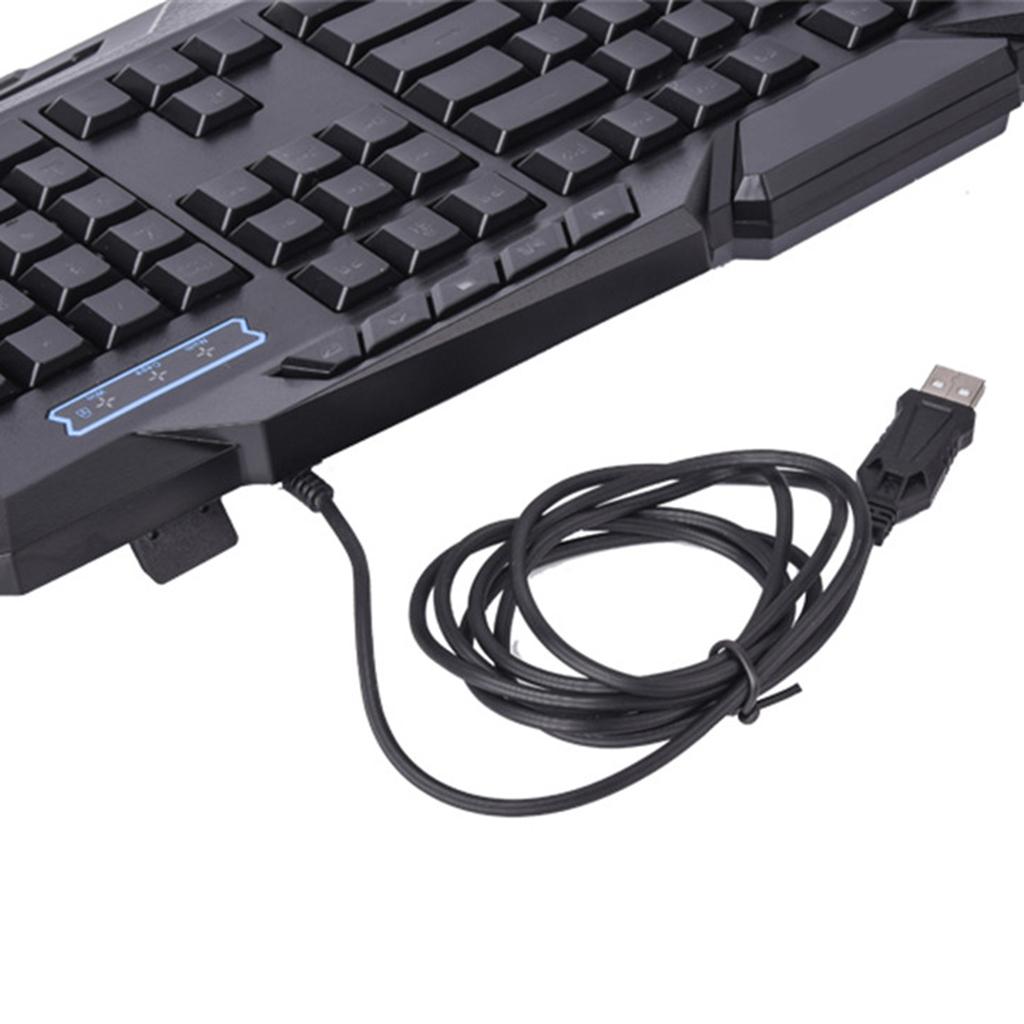 3 Colors Backlit Gaming Keyboard with Fire Cracks Pattern Black