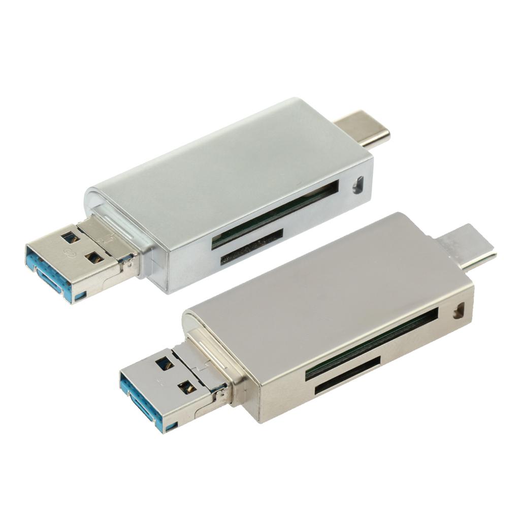 3 in 1 Card Reader Adapter with Type C/Micro USB/USB 3.0 Port Silver