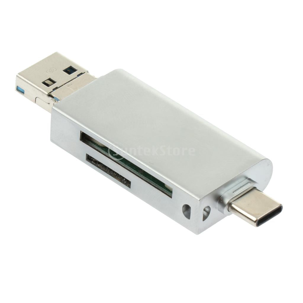 3 in 1 Card Reader Adapter with Type C/Micro USB/USB 3.0 Port Silver