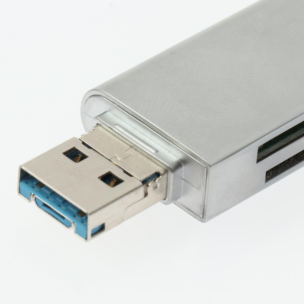 3 in 1 Card Reader Adapter with Type C/Micro USB/USB 3.0 Port Silver