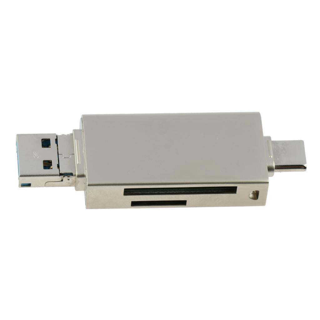 3 in 1 Card Reader Adapter with Type C/Micro USB/USB 3.0 Port Gold