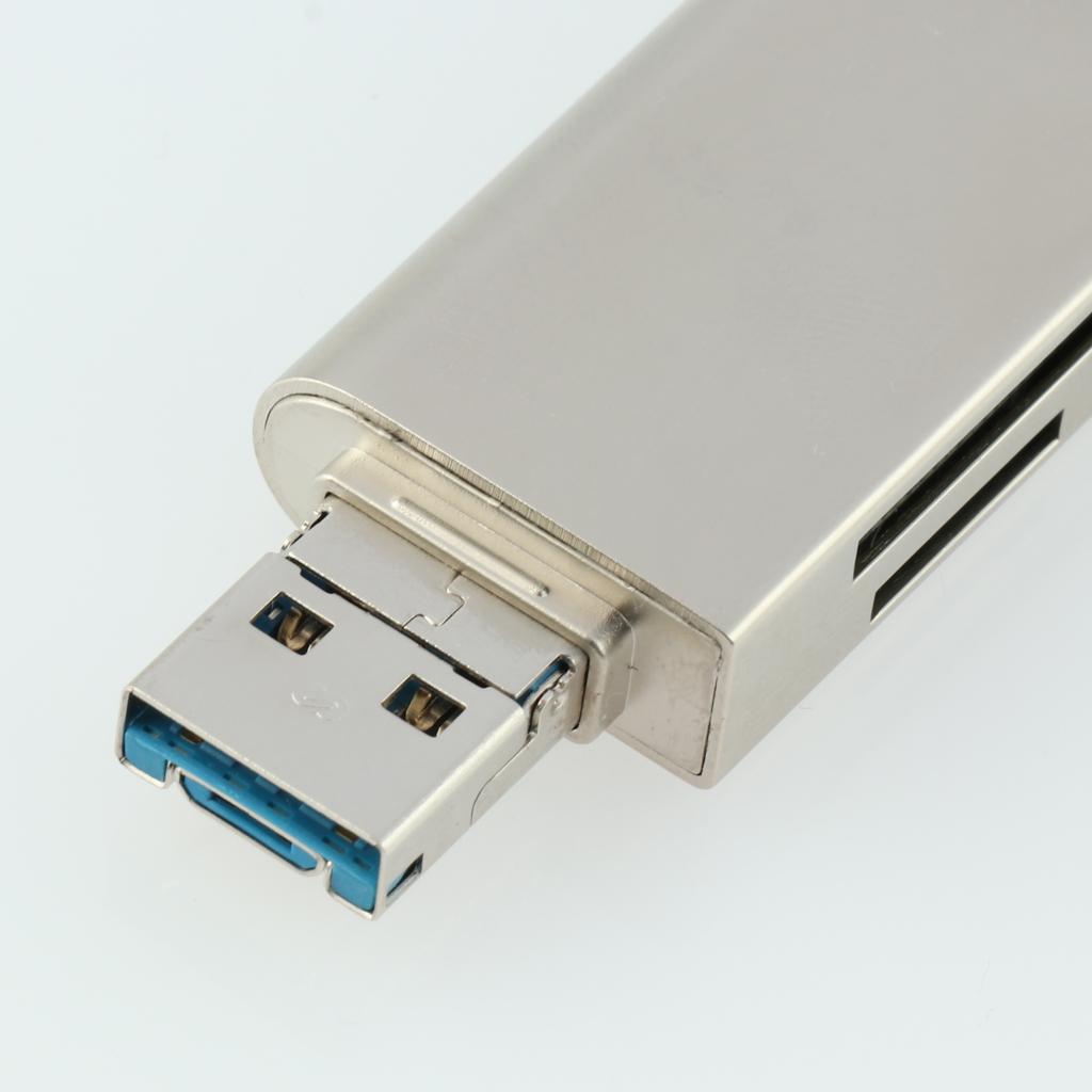 3 in 1 Card Reader Adapter with Type C/Micro USB/USB 3.0 Port Gold