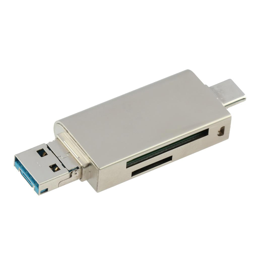 3 in 1 Card Reader Adapter with Type C/Micro USB/USB 3.0 Port Gold
