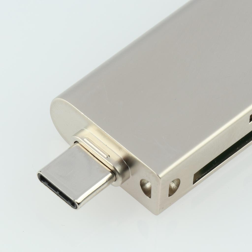 3 in 1 Card Reader Adapter with Type C/Micro USB/USB 3.0 Port Gold