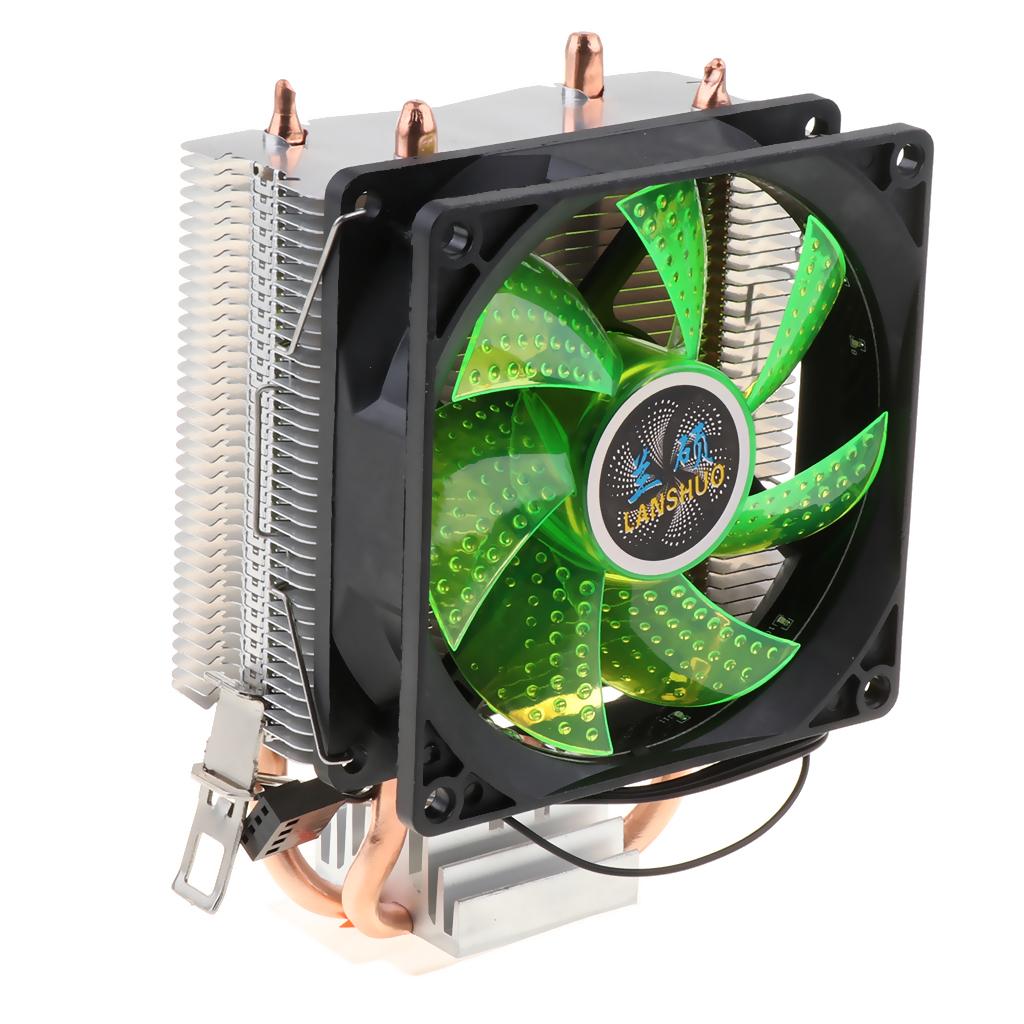 Quiet CPU Cooling Fan 4 Pin Wire 12 LED RGB CPU Cooler Heatsink Green