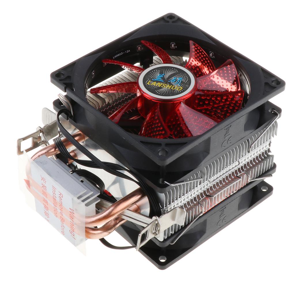 Dual-Tower Quiet CPU Cooling Fan 4 Pin Wire 12 LED RGB CPU Cooler Red