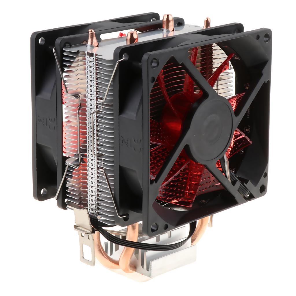 Dual-Tower Quiet CPU Cooling Fan 4 Pin Wire 12 LED RGB CPU Cooler Red
