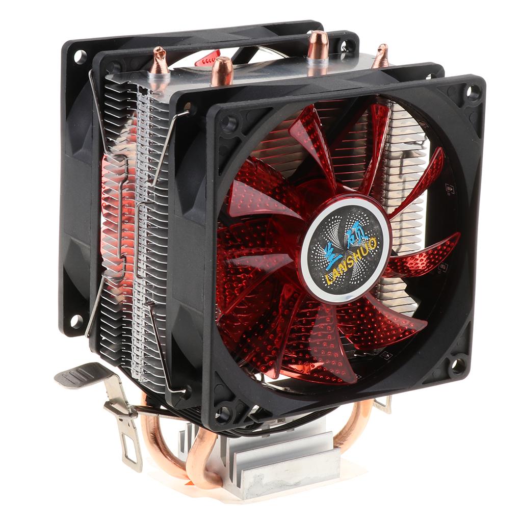 Dual-Tower Quiet CPU Cooling Fan 4 Pin Wire 12 LED RGB CPU Cooler Red
