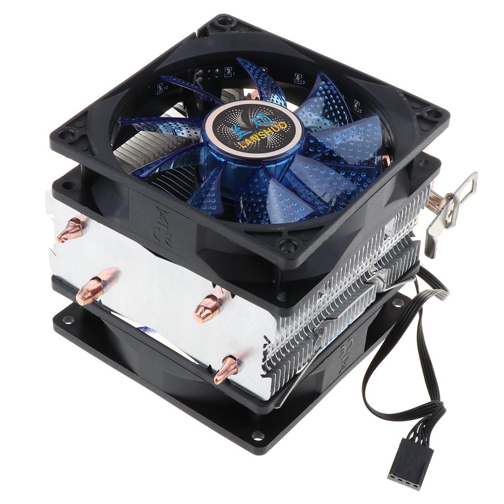 Dual-Tower Quiet CPU Cooling Fan 4 Pin Wire 12 LED RGB CPU Cooler Blue