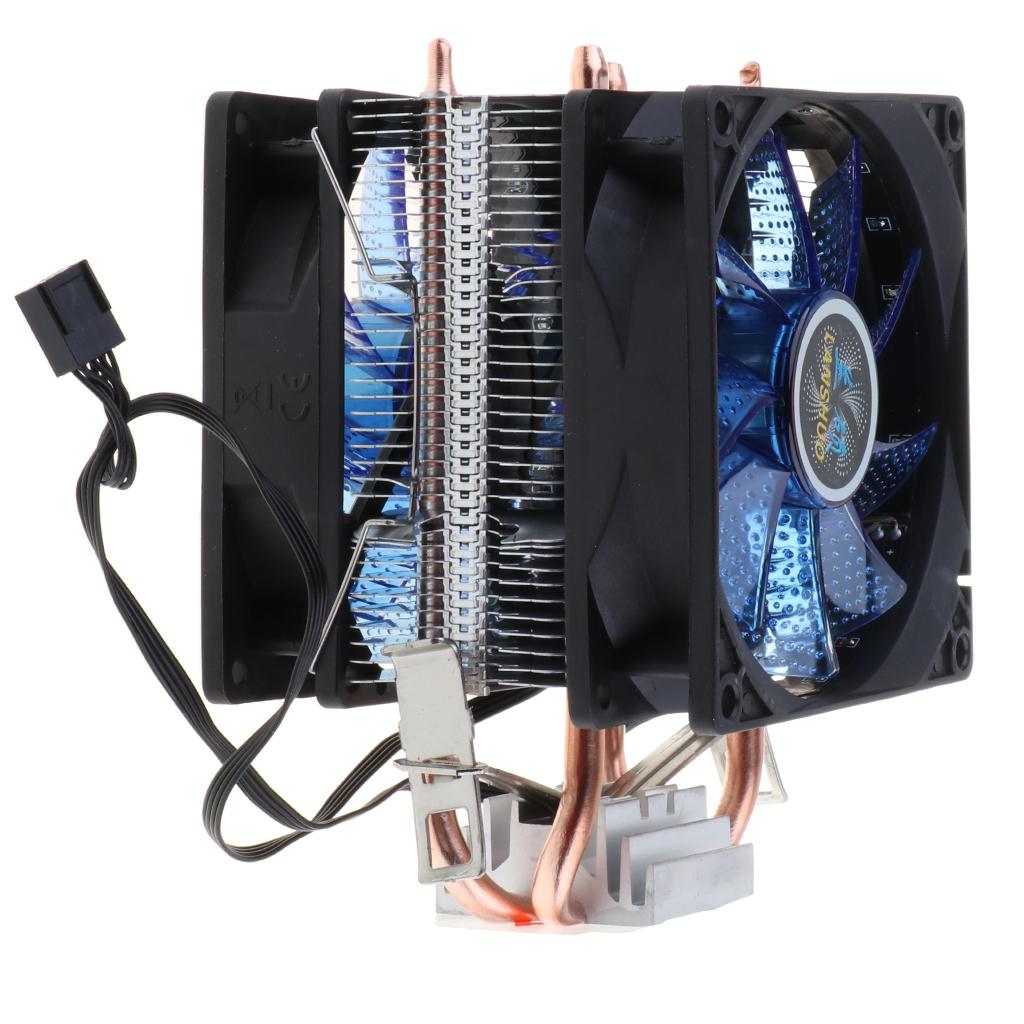 Dual-Tower Quiet CPU Cooling Fan 4 Pin Wire 12 LED RGB CPU Cooler Blue