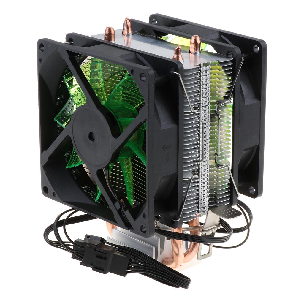 Dual-Tower Quiet CPU Cooling Fan 4 Pin Wire 12 LED RGB CPU Cooler Green