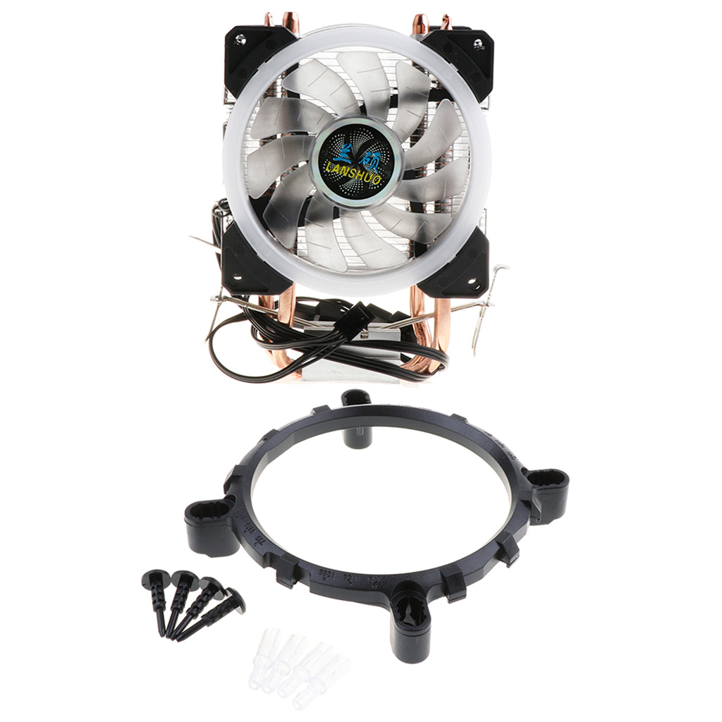 2 Heat Pipe 3 Wire With Light Double Fan Cpu Fan Radiator Cooler Heat Sinks for Intel LGA 775, Core 2DUO, Celeronp, Pentium 4, Pentium D Intel LGA