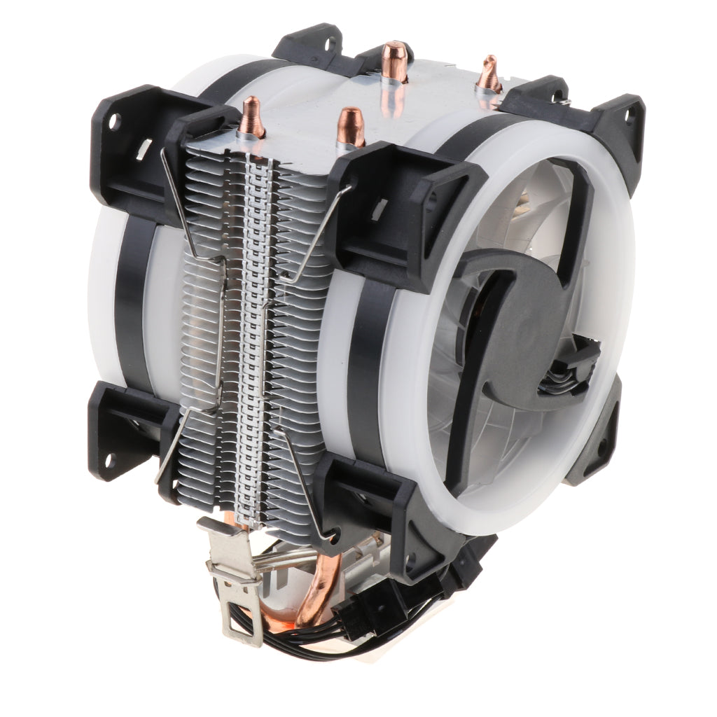 2 Heat Pipe 3 Wire With Light Double Fan Cpu Fan Radiator Cooler Heat Sinks for Intel LGA 775, Core 2DUO, Celeronp, Pentium 4, Pentium D Intel LGA