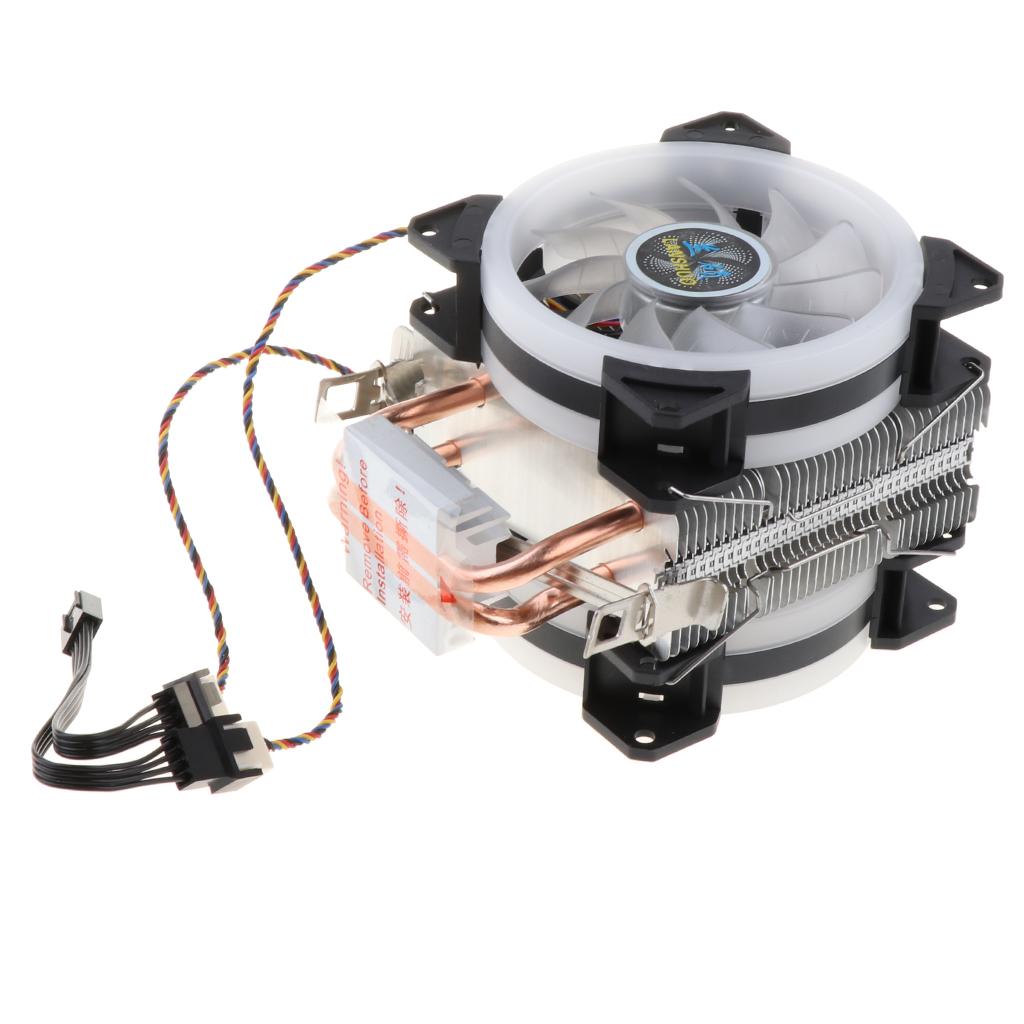 2 Heat Pipe 4 Wire With Light Double Fan Cpu Fan Radiator Cooler Heat Sinks for Intel LGA 775, Core 2DUO, Celeronp, Pentium 4, Pentium D Intel LGA