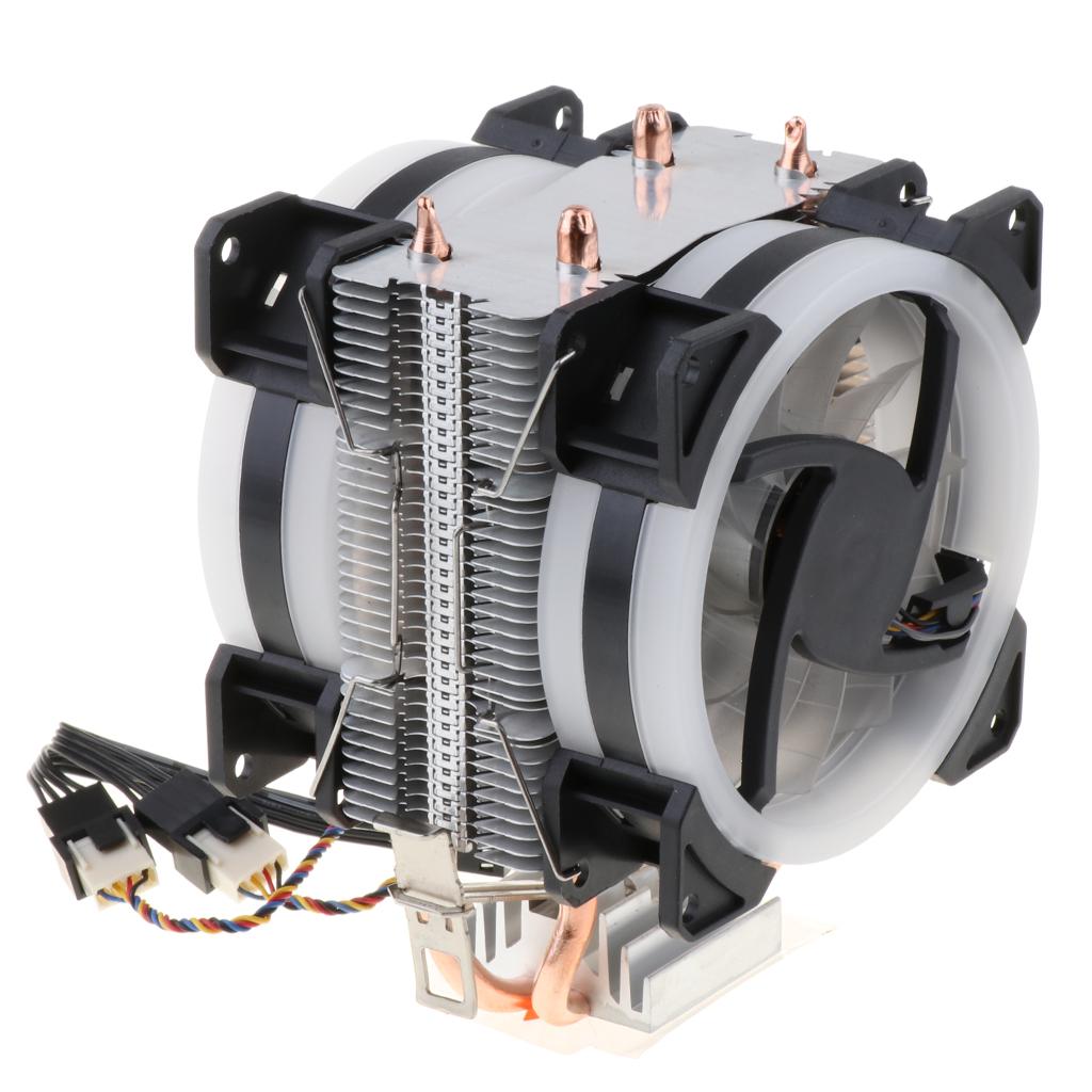 2 Heat Pipe 4 Wire With Light Double Fan Cpu Fan Radiator Cooler Heat Sinks for Intel LGA 775, Core 2DUO, Celeronp, Pentium 4, Pentium D Intel LGA